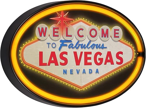 Bienvenido a Las Vegas Letrero de Neón LED Vintage Inspirado Decoración Retro de Pared para la Cueva del Hombre, Sala de Juegos, Arcade o Barra del