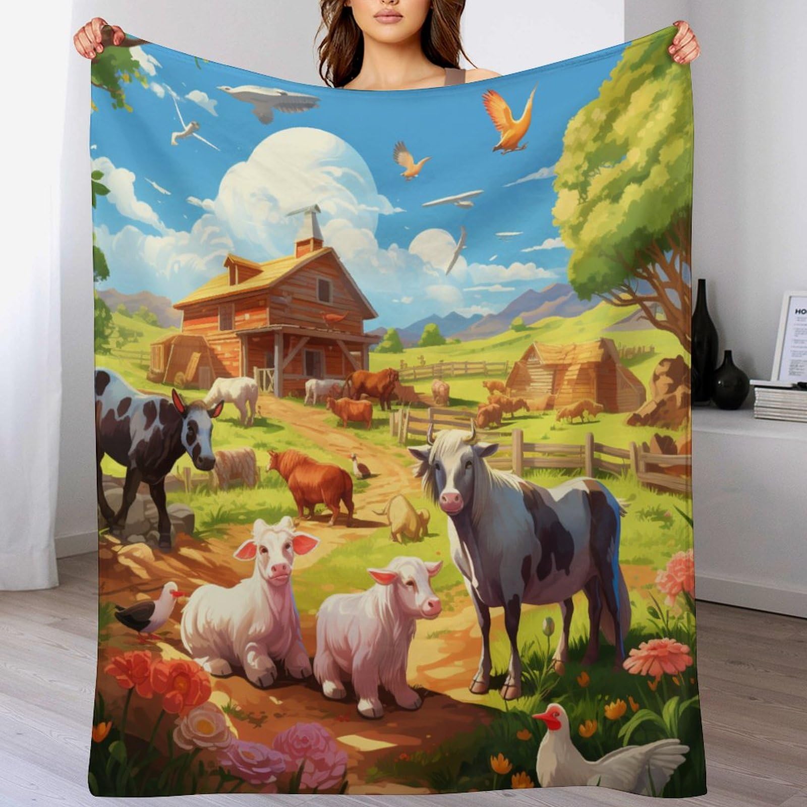 Couverture vache en flanelle douce, le cadeau idéal pour le lit