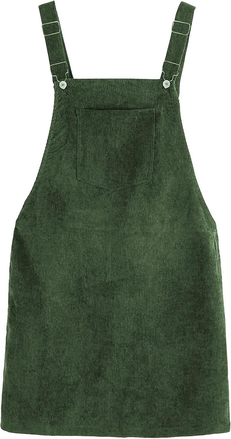 Yeokou Womens Casual Corduroy Bib Knee Length Overalls Pinafore Midi Dress Jumpsuit - Image 7