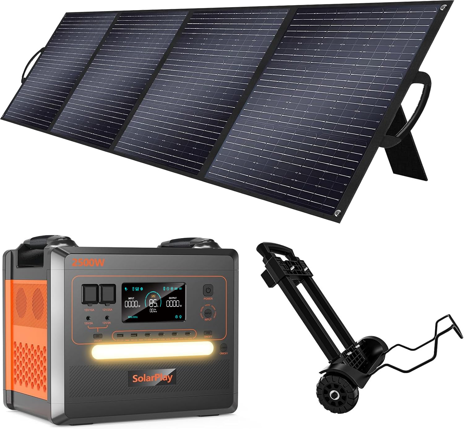 SOLARPLAY Q2402M Generateur Electrique Portable, 2300Wh LiFePO4 station electrique portable 2500W(5000W Pic) 12 Ports,groupe electrogene solaire pour la maison,le camping,le RV,la pêche,Urgence,
