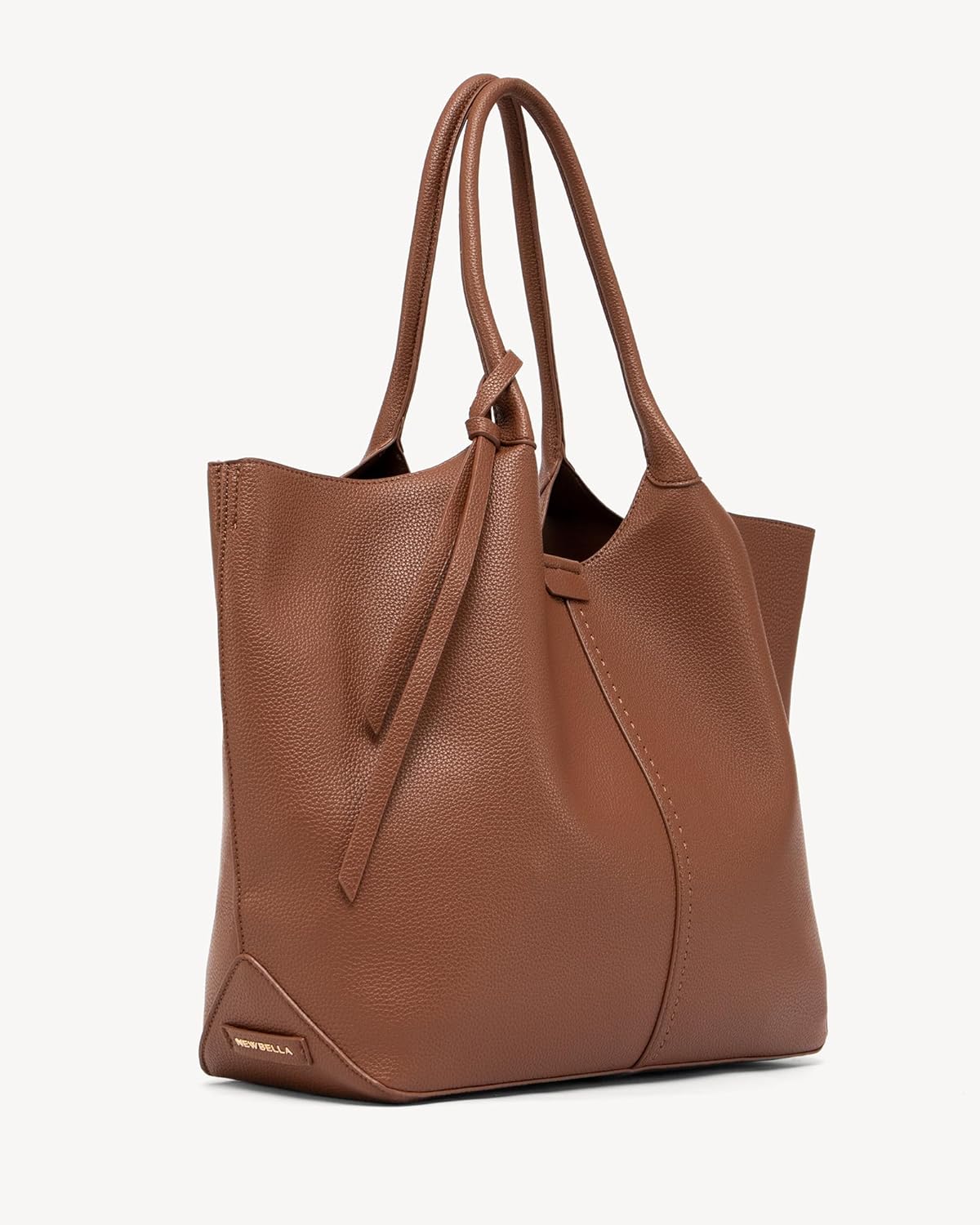 NEWBELLA Women's Vegan Leather Tote Bag, Large Capacity Bag, Vintage Hobo Shoulder Purse with Top Handle for Daily & Work (Brown Tote-1) - Image 3