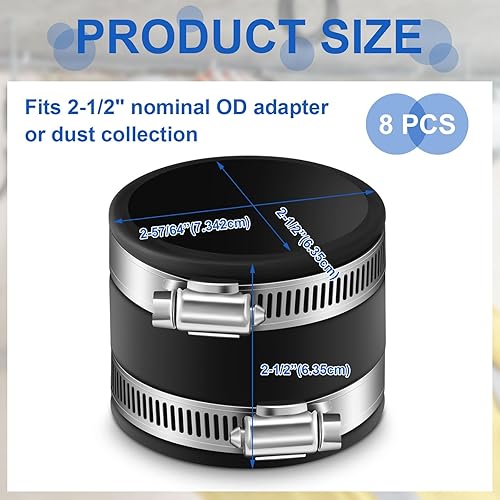 Miniatura 22 de Minatee Puños flexibles de control de polvo con abrazaderas de manguera de acero inoxidable, acoplamiento flexible de PVC para conexiones