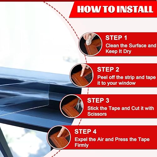 Miniatura 7 de PackYard Cinta Transparente de Sellado Meteorológico para Ventanas 2 Pulgadas x 66 Pies Burletes Sin Residuos Aislamiento Transparente para Ventanas