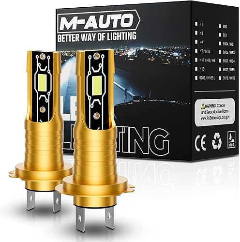 M-AUTO H7 Bombillas LED, 3600 lúmenes, 6500 K, blanco frío, 1:1 tamaño mini LED para faros delanteros, luces de circulación diurna para reemplazo de