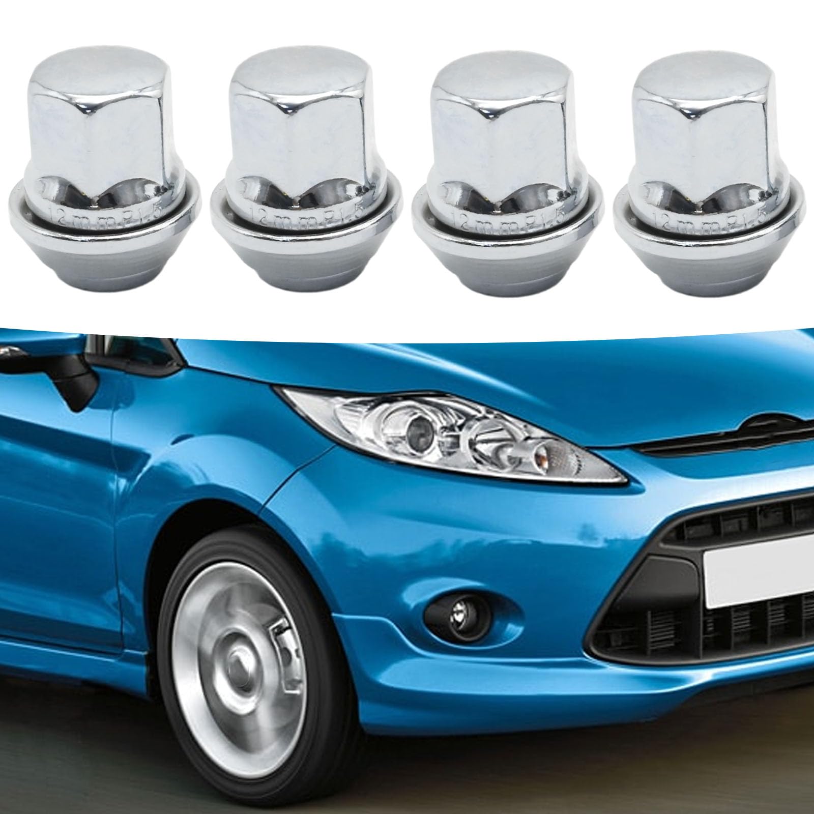 Set di 4 dadi per cerchi in lega, dadi di ricambio per Ford Fiesta Focus C-Max Fusion Mondeo Transit Connect Kuga KA Escort di ricambio per Volvo S40 V50 V40 C30 C70