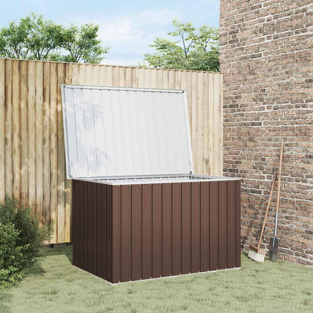 Baule da giardino marrone, 149 x 99 x 93 cm, resistente alle intemperie, con robusto telaio in acciaio zincato, per cuscini, coperte, giocattoli e attrezzi da giardino, ideale per terrazze