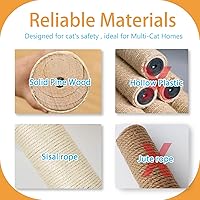 Vista 5 de Juego de estantes de pared montados en la pared para gatos de 9 piezas, casa, torre de vigilancia, 2 postes rascadores de sisal, escalera de pared