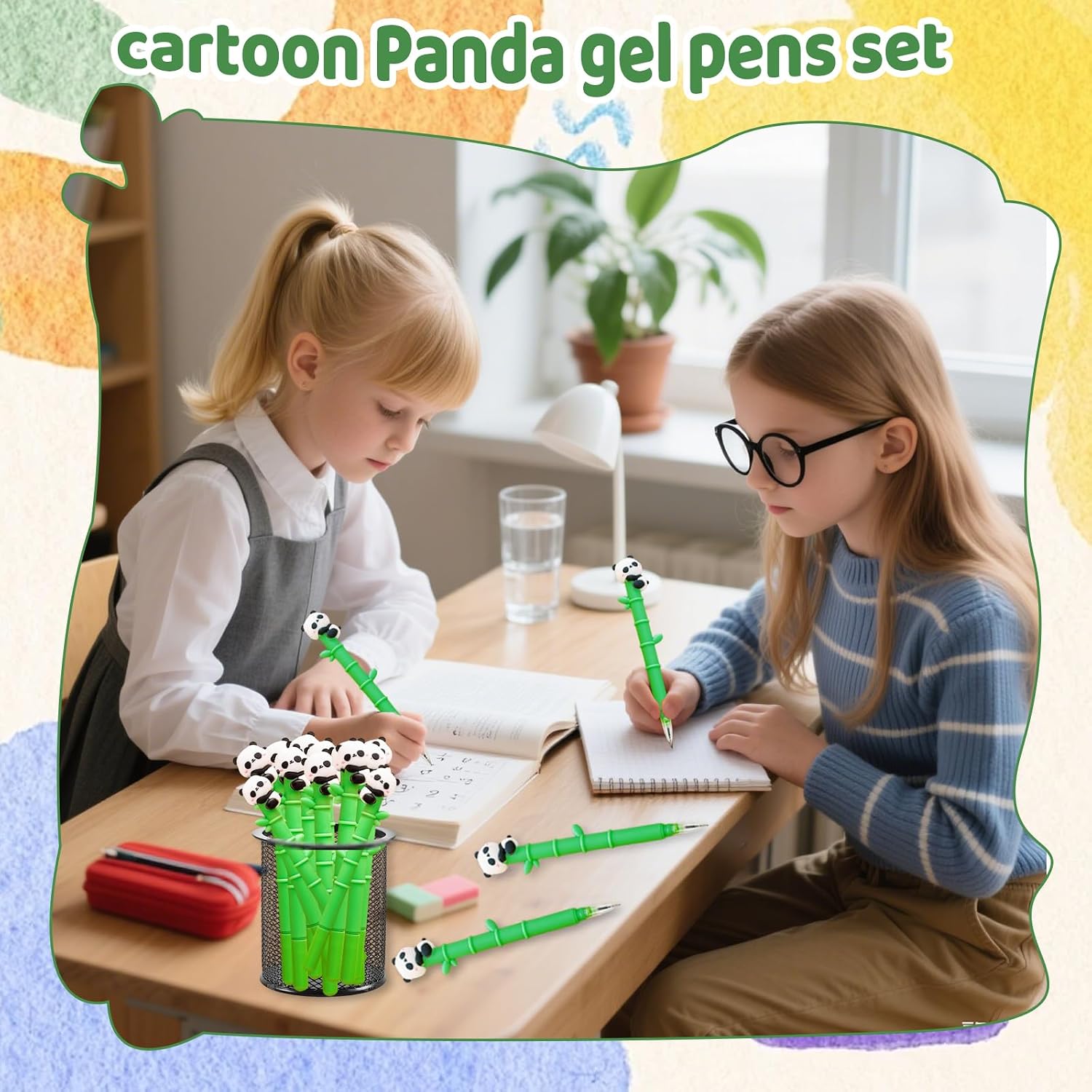 24 PACK Panda Gel Pens Set, 0.5mm Black Ink,Cute Kawaii Cartoon Design Panda Gifts for Kids School and Office image 4