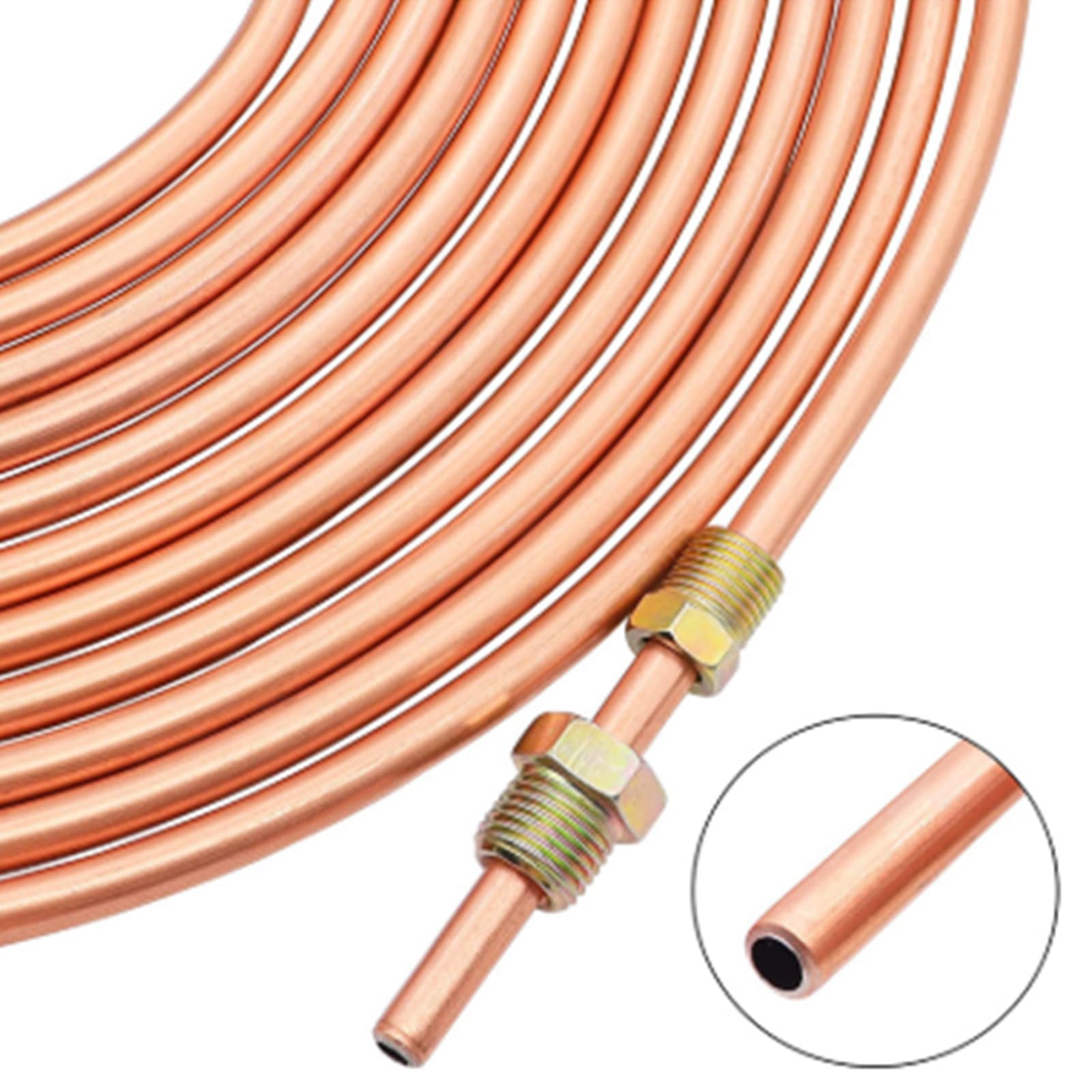 Tuyau de Frein en Cuivre 3/16" 25ft/7,62m Ø4,75mm，Kit de Conduite Générale de Frein Replacement，Auto Tube Tuyau de Carburant et Frein pour Automobile，16 Raccords Inclus，Conduite de Rechang