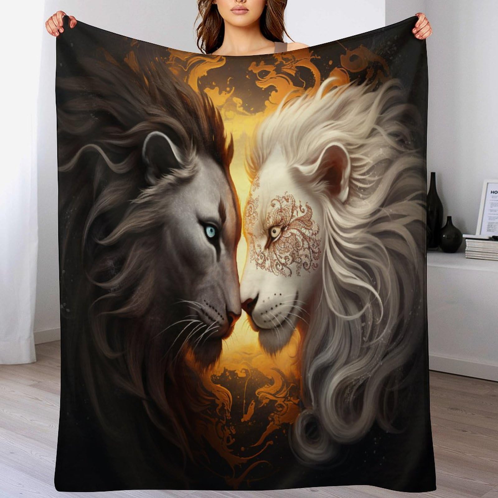 Couverture séjour Yin Yang Tigre flannel polaire pour vos soirées cocooning sur le canapé