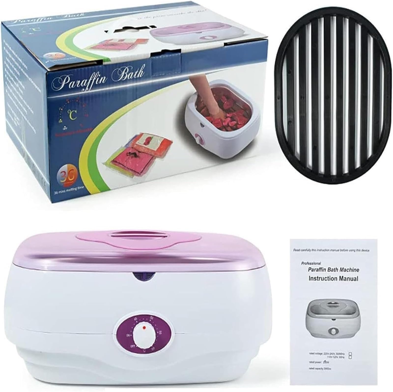 Riscaldatore for bagno di cera di paraffina da 4 litri, paraffina | Macchina for terapia con cera calda for mano, piede, gomito, vaso di cera idratante for la casa e il salone(Pink)