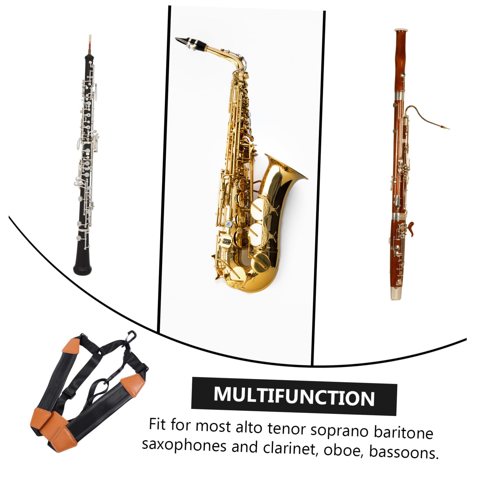ifundom 3pezzi Cinghia Sax Con Spalline Imbottite Per Comfort Design Ergonomico Per Musicisti Cinghia Nera Per Saxofono