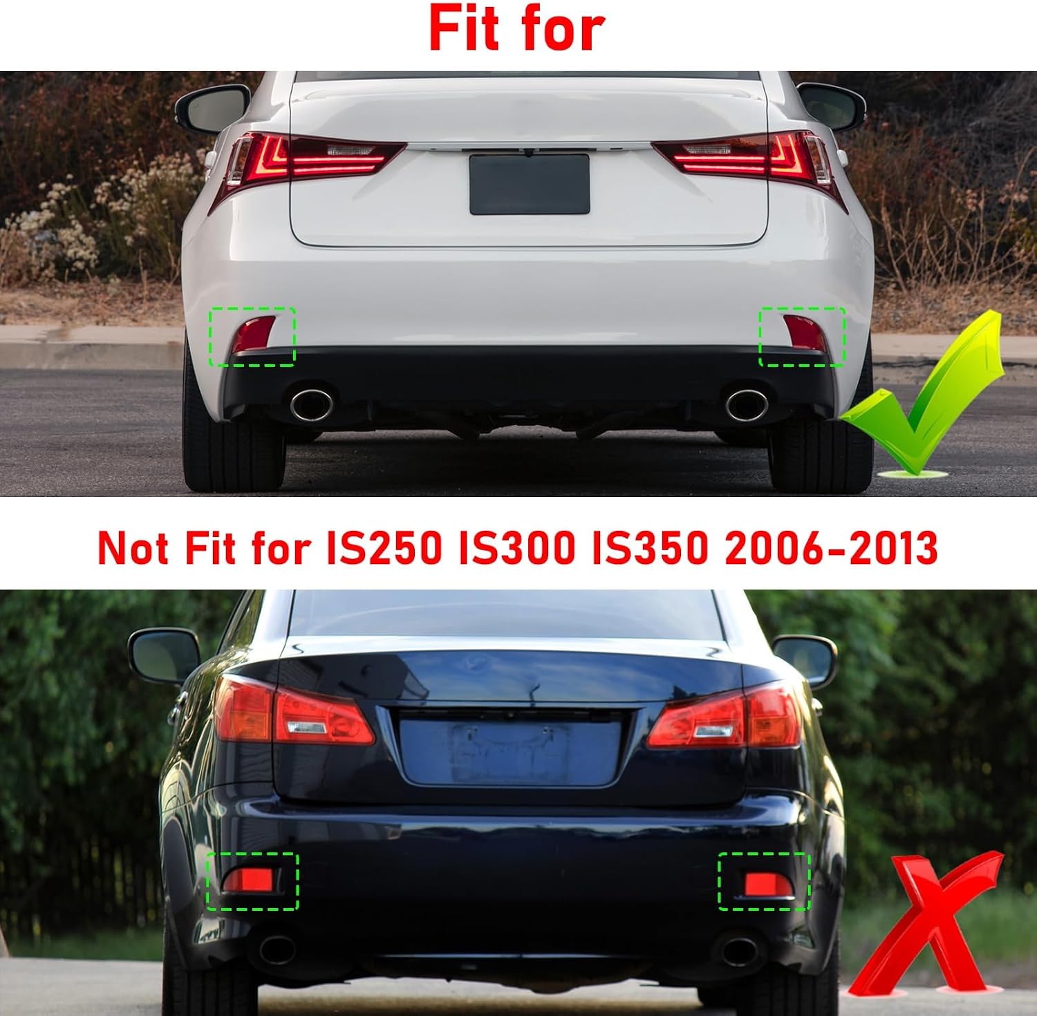 Rear Bumper Reflector Compatible with Lexus IS250 2014-2015 IS350 2014-2016,Left Driver & Right Passenger Side Red Marker Trim for 8192053051 8192053050,Back Reflector Light W/O Bulb,1 Pair