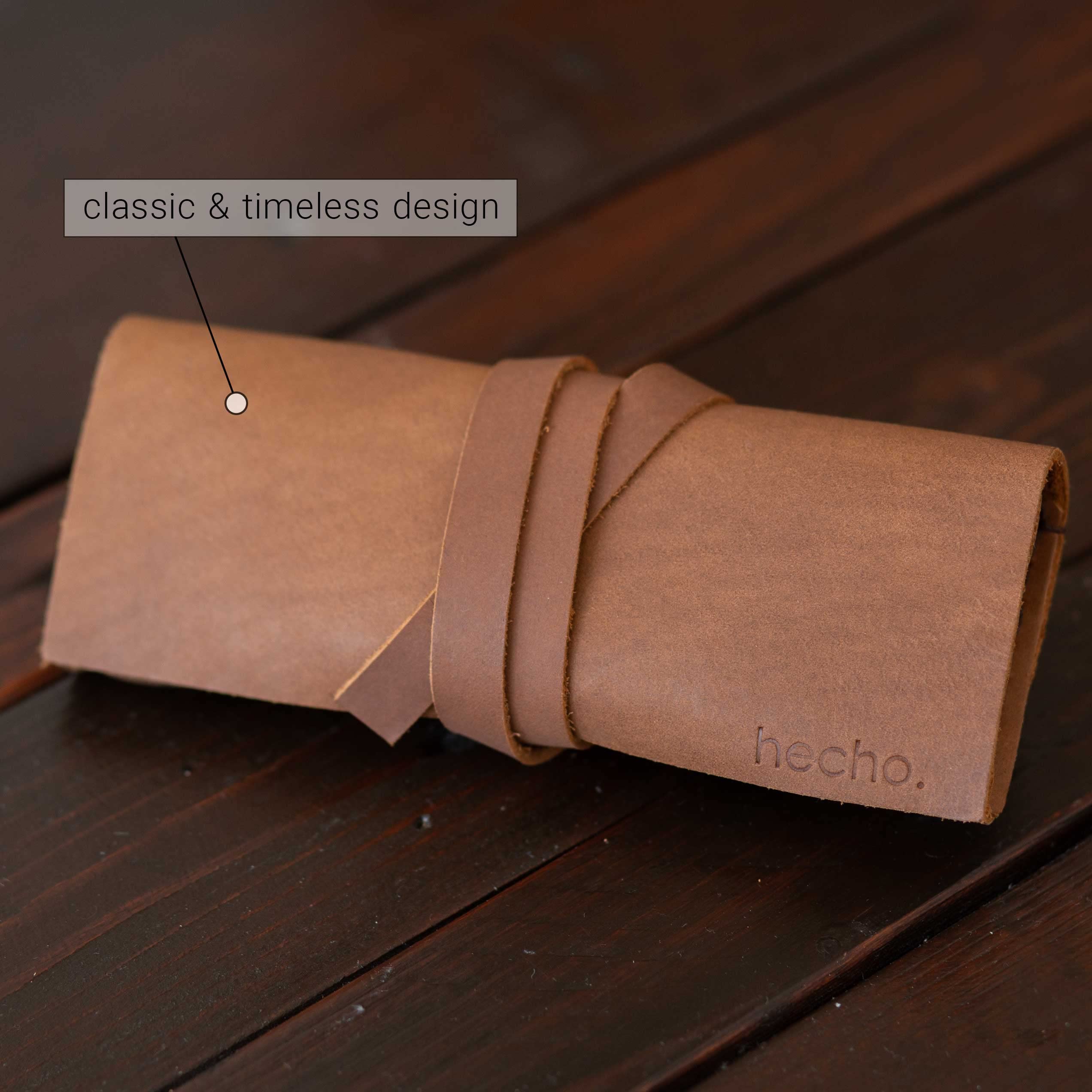 hecho. Brillenetui - Handgefertigt, 100% echtes Leder & Fair-Trade (Sonnenbrillen Etui Tasche Hülle Schutz Brille Lesebrille Tagesbrille Lesebrillenetui Herren Damen Unisex)