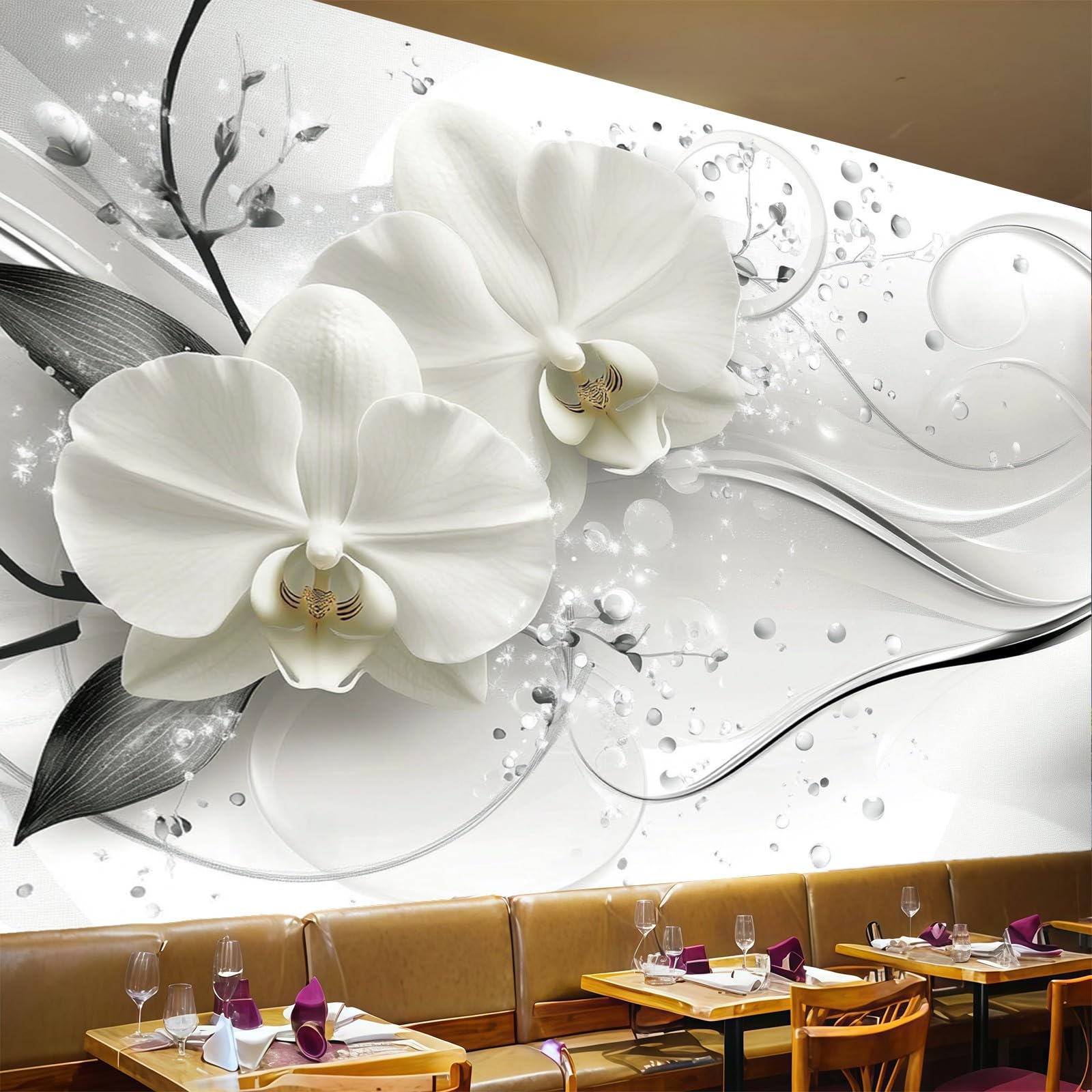Papier peint panoramique orchidée blanche 450x315 poster mural