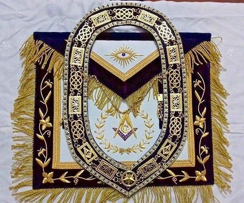 Miniatura 3 de DELANTAL MASÓNICO GRAND LODGE PAST MASTER CON CADENA COLLAR MORADO talla libre, Púrpura