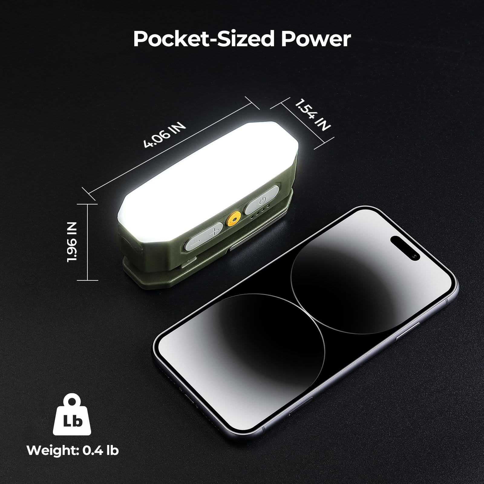BougeRV AL01 Campinglampe mit 3200mAh, Sensorlicht aufladbar, 380 Lumen, Camping laterne mit Haken & Magnet, für Camping, Reise, Notfall, Dunkelgrün