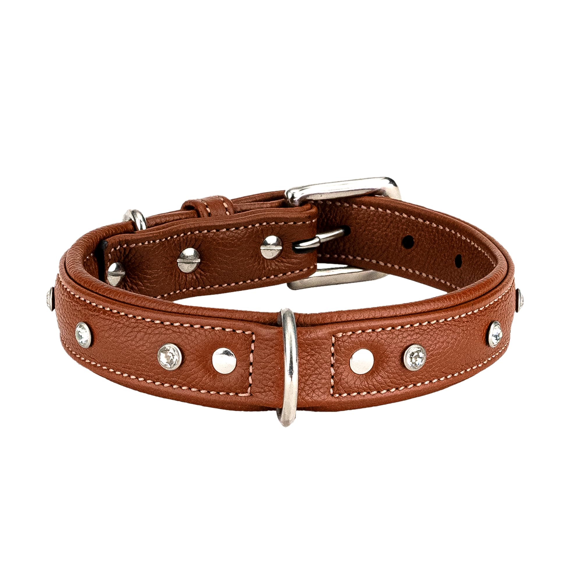 Adil’S White Studded Softy Leather Dog Collar 1inch Width Suitable for Small, Medium & Large Dogs with Strong Metal Buckle & D-Ring for leashes, Size: S to XL, Chestnut (L, Chestnut) (B0D59ZQ25R) Amazon Price History, Amazon Price Tracker