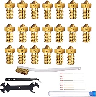 OPRIX 33PCS/Lot 3D Printer E3D Nozzle Brass Nozzle Extruder Print Head Compatible With 1.75mm Filament E3D V5-V6 3D Printer With Cleaning Needles (Color : 33PCS MIxed)