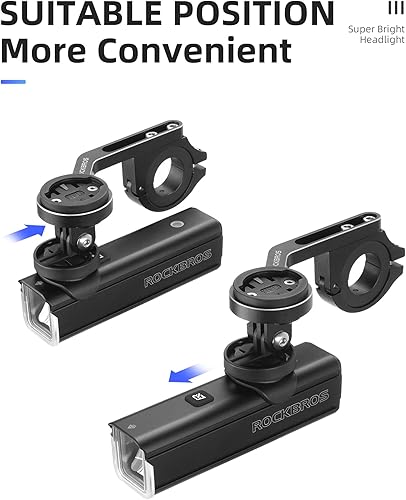 Miniatura 4 de ROCKBROS Luz de bicicleta de 1500 lúmenes para conducción nocturna, 5000 mAh USB-C recargable, aleación de aluminio IPX6, luz delantera impermeable