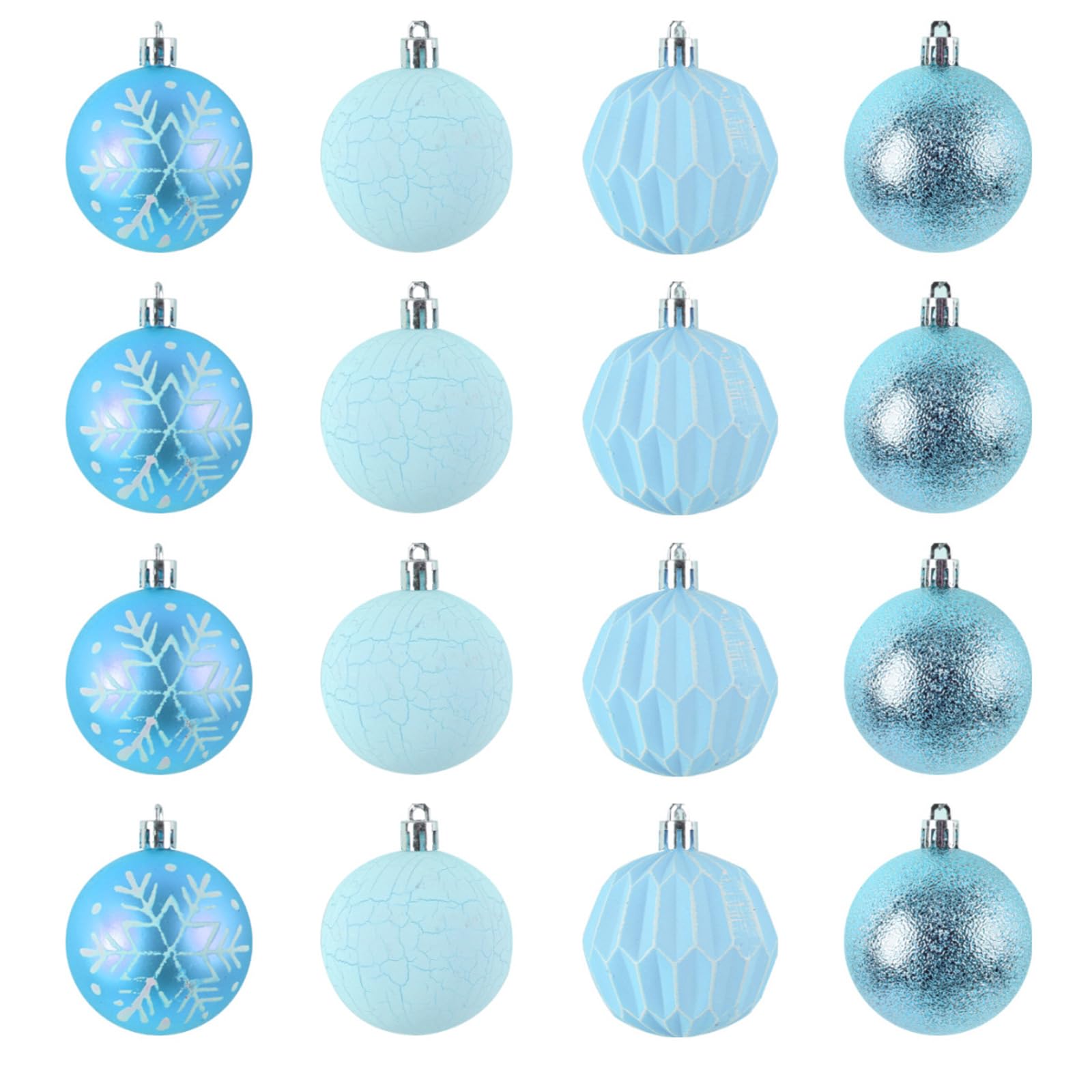 Buxuaaaa Blue 16Pcs Christmas Sphere Ornament Collections Unique Christmas Tree Hanging Baubles Ornament For Seasonal Atmospheres Shatterproof Sphere