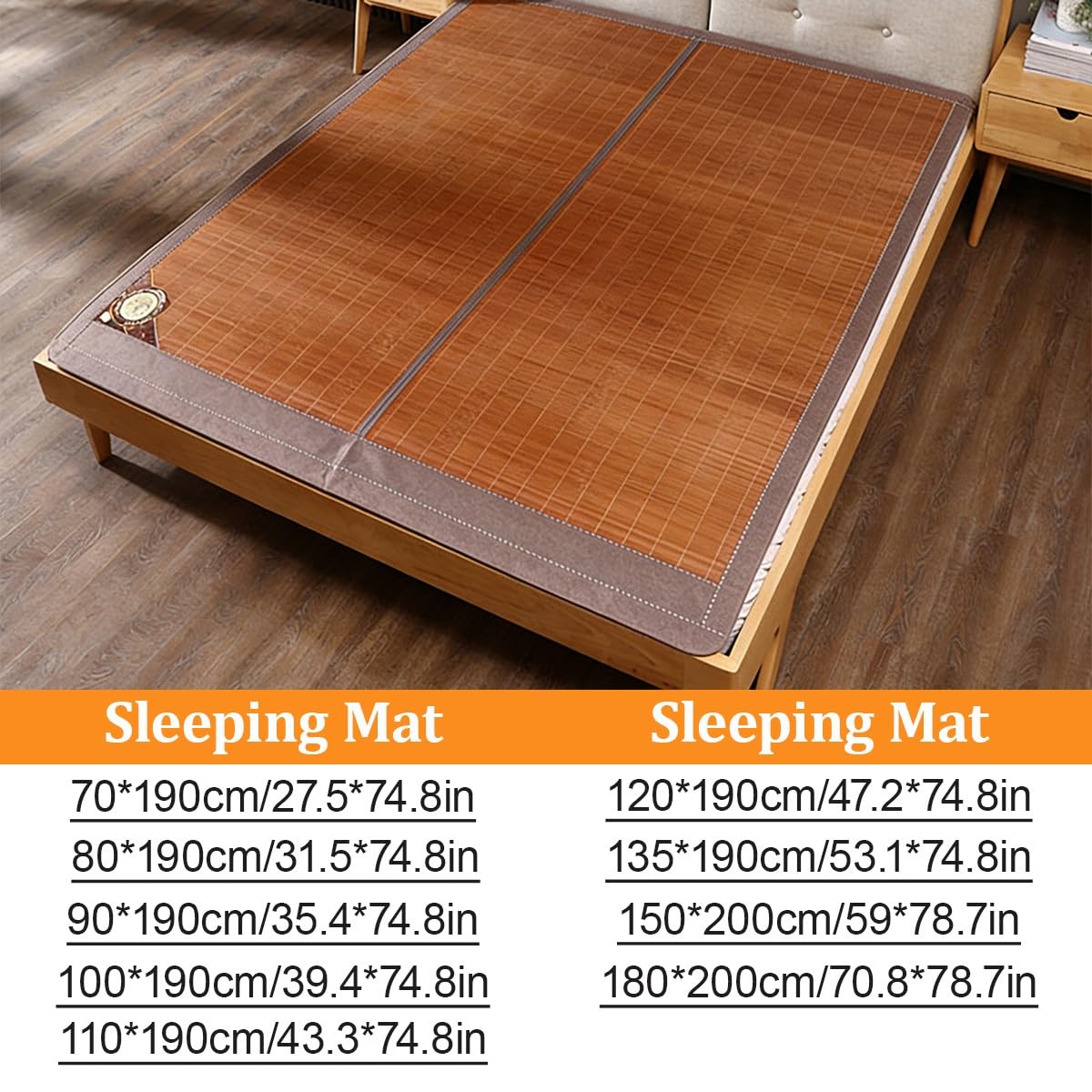 Estera de Bambú Plegable Doble Cara Colchón de Verano Fresco, Esterilla de Ratán Transpirable para Cama Dormitorio, Estera De Bambú Plegable De Doble Cara para Cama,(70 * 190cm/27.5 * 74.8in)