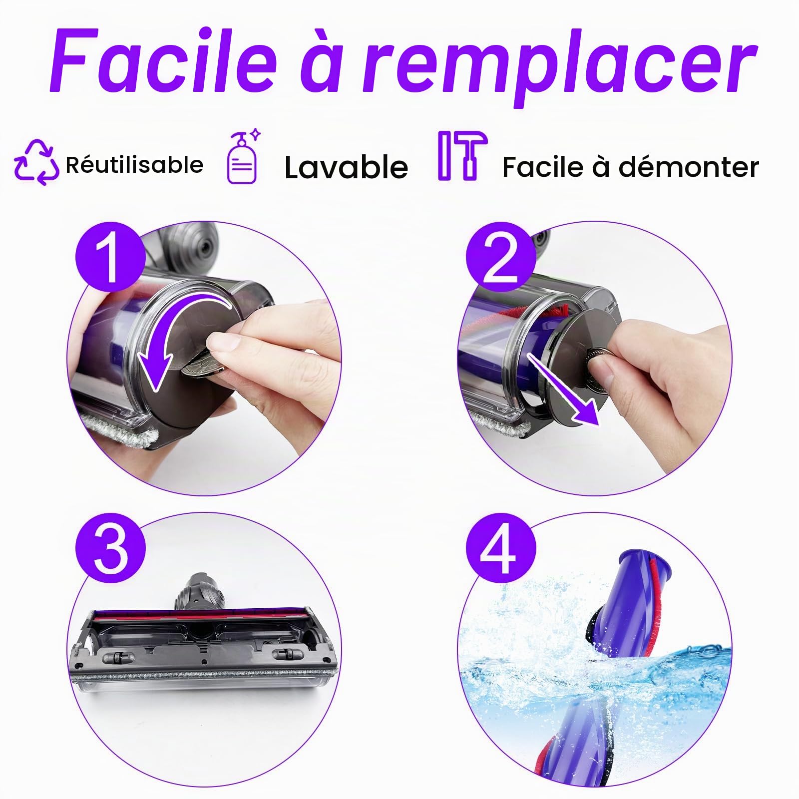 Tête de Brosse, Brosse Motorisée Compatible avec Aspirateur Dyson