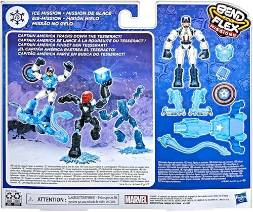 Miniatura 4 de Avengers Marvel Bend and Flex Missions - Figura de misión de hielo del Capitán América, juguete flexible a escala de 6 pulgadas con accesorio 2 en