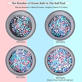 MoonxHome Ball Pit Balls Crush Proof Plastic Toy Balls Macaron Ocean Balls 2.15 Inch Pack of 200 White&Blue&Pink