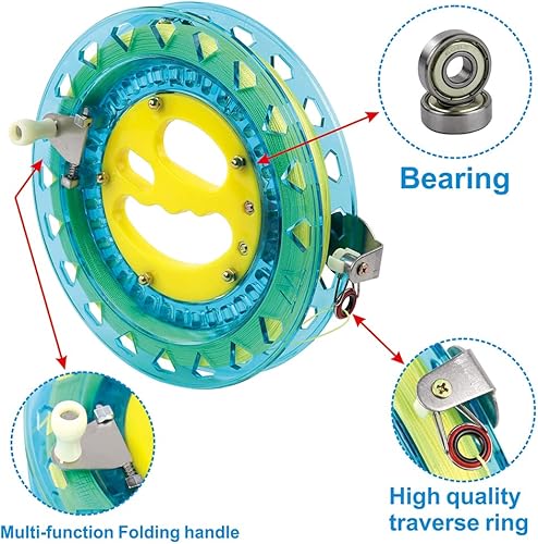 Miniatura 3 de 2 cuerdas de cometa con carrete de 8 pulgadas con carrete de cometa de 1312 pies, accesorios de cometa para exteriores para adultos y niños (morado)