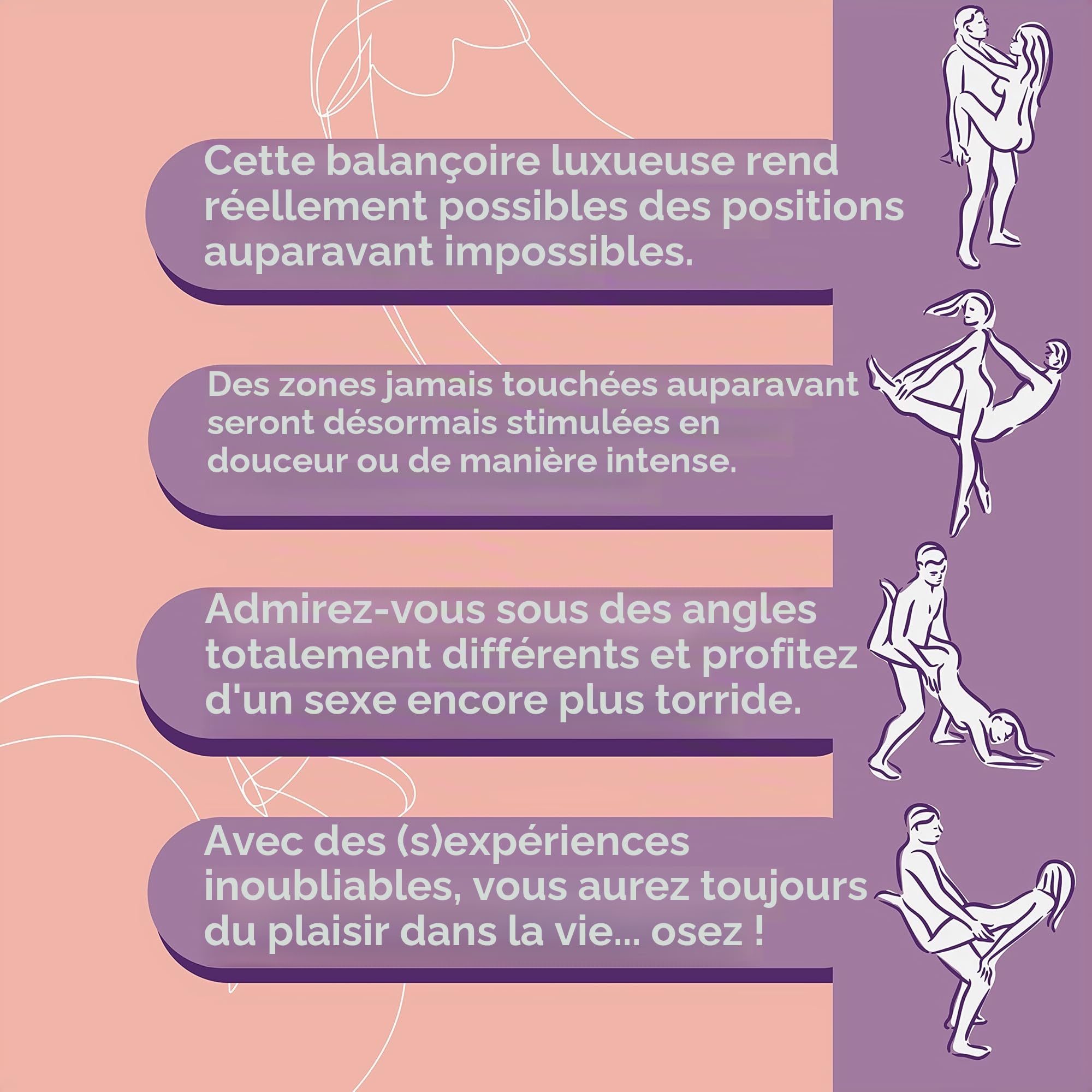 HOT DREAMS® Balançoire érotique 2 en 1 - Nouveaux angles, points intacts et positions auparavant impossibles - Balançoire sexuelle de qualité supérieure pour couples - Charge maximale : 200 kg