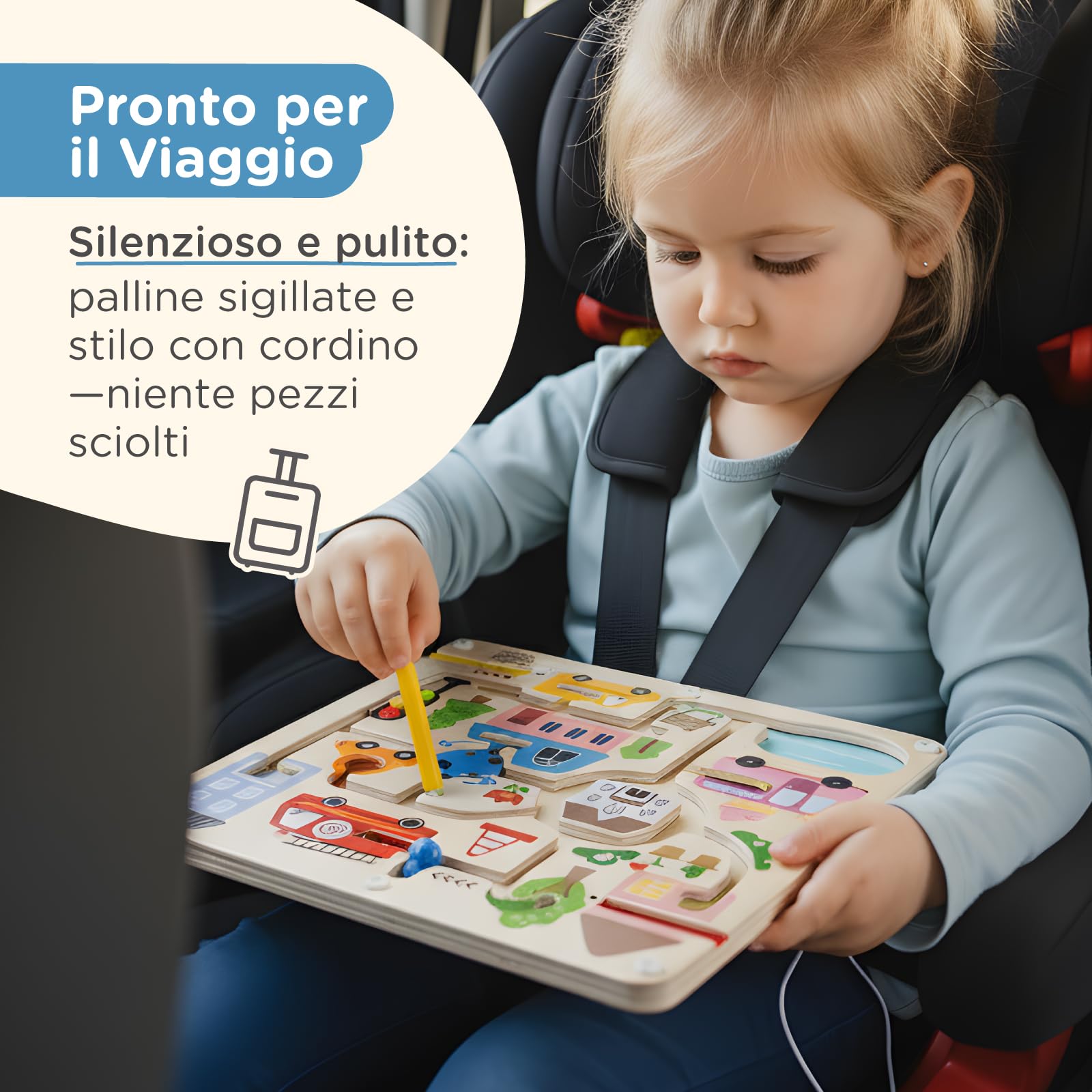 Nene Toys Labirinto Magnetico per Bambini 2+ Anni – Gioco Magnetico – Gioco da Viaggio Auto/Aereo 2 3 Anni – Busy Board Montessori – Motricità Fine & Coordinazione Mano-Occhio – Senza Schermo