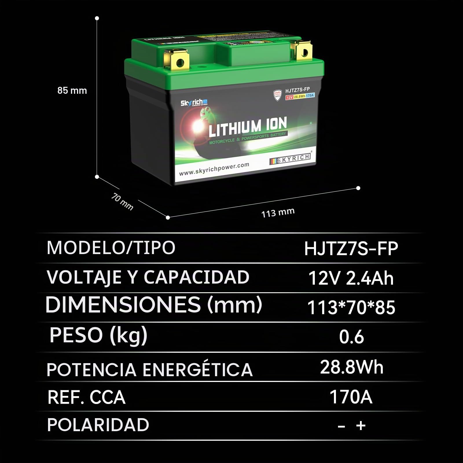 Bateria Litio Skyrich HJTZ7S-FP