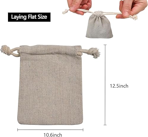 Vista 22 de calary 50 piezas de lona doble con cordón bolsa de algodón bolsa de regalo bolsita de muselina reutilizable bolsa de té 2.75x4 pulgadas