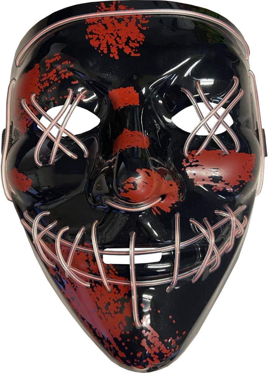 Purge Light Up White Cross Hatch Eyes Mask Costume Accessory Black