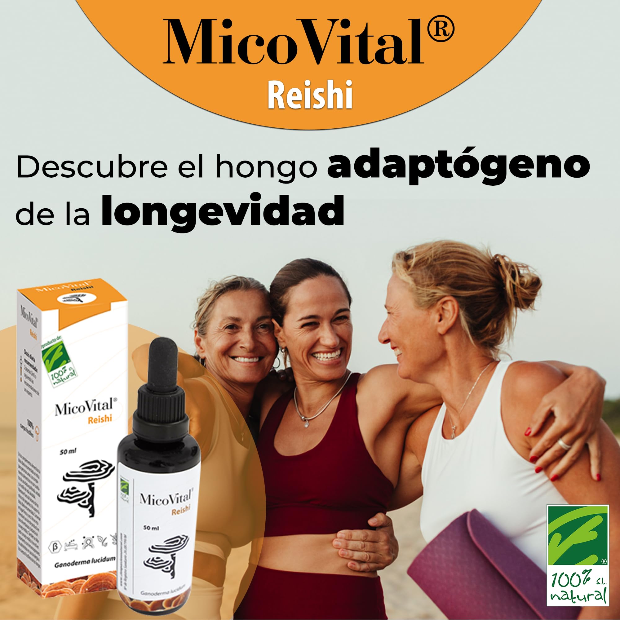 MicoVital® Reishi en Gotas - Hongo de la Longevidad - Antiaging - Inmunoestimulante Natural - Regulación Hormonal del Organismo - Favorece el Descanso - Reishi Líquido - 50 ml - 100% Natural