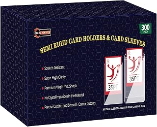300ct Semi Rigid Card Holders - Card Savers & Premium Protection for Graded Cards, Trading Cards & Baseball Collectibles with Card Sleeves, 1/2" Lip Grading Slabs (Archival-Quality Storage)