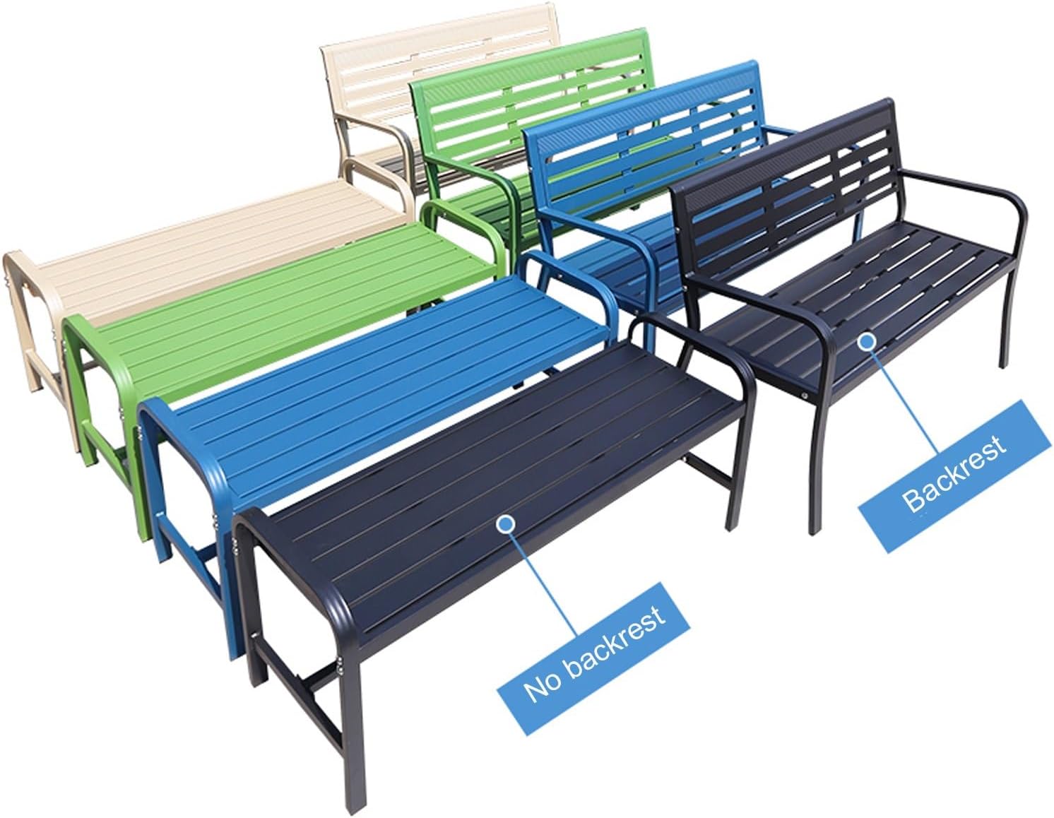 Metal Garden Bench, Outdoor Park Bench, Patio Bench Weatherproof, Porch Bench, Aluminum Alloy Frame, for Porch, Lawn, Balcony and Backyard (Color : Green)