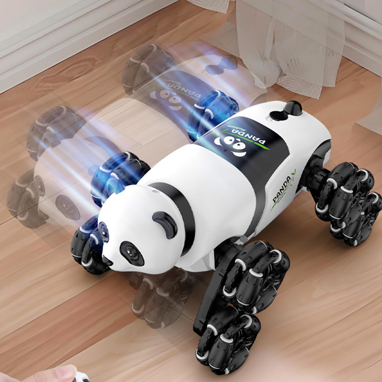 Generico Auto Radiocomandata Acrobatica Giocattolo Giocattolo Veicolo Robot | Macchina Giocattolo Acrobatica Panda Robot con Spruzzo di Luce Robot Spray Interattivo A 8 Ruote Da Cor