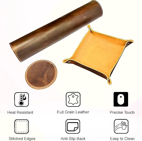 Miniatura 3 de Almohadilla de escritorio de cuero - Grano completo (32x16) - Almohadilla de escritorio de cuero para cubrir y proteger - Gran almohadilla de mesa