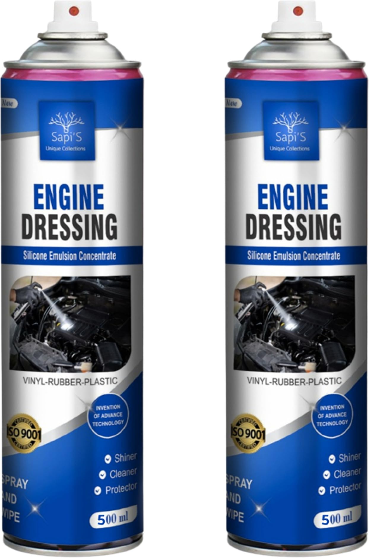 SAPI'S Engine Dressing Silicone Emulsion Spray (499ml + 502ml Bonus) - Engine Cleaner & Protectant
