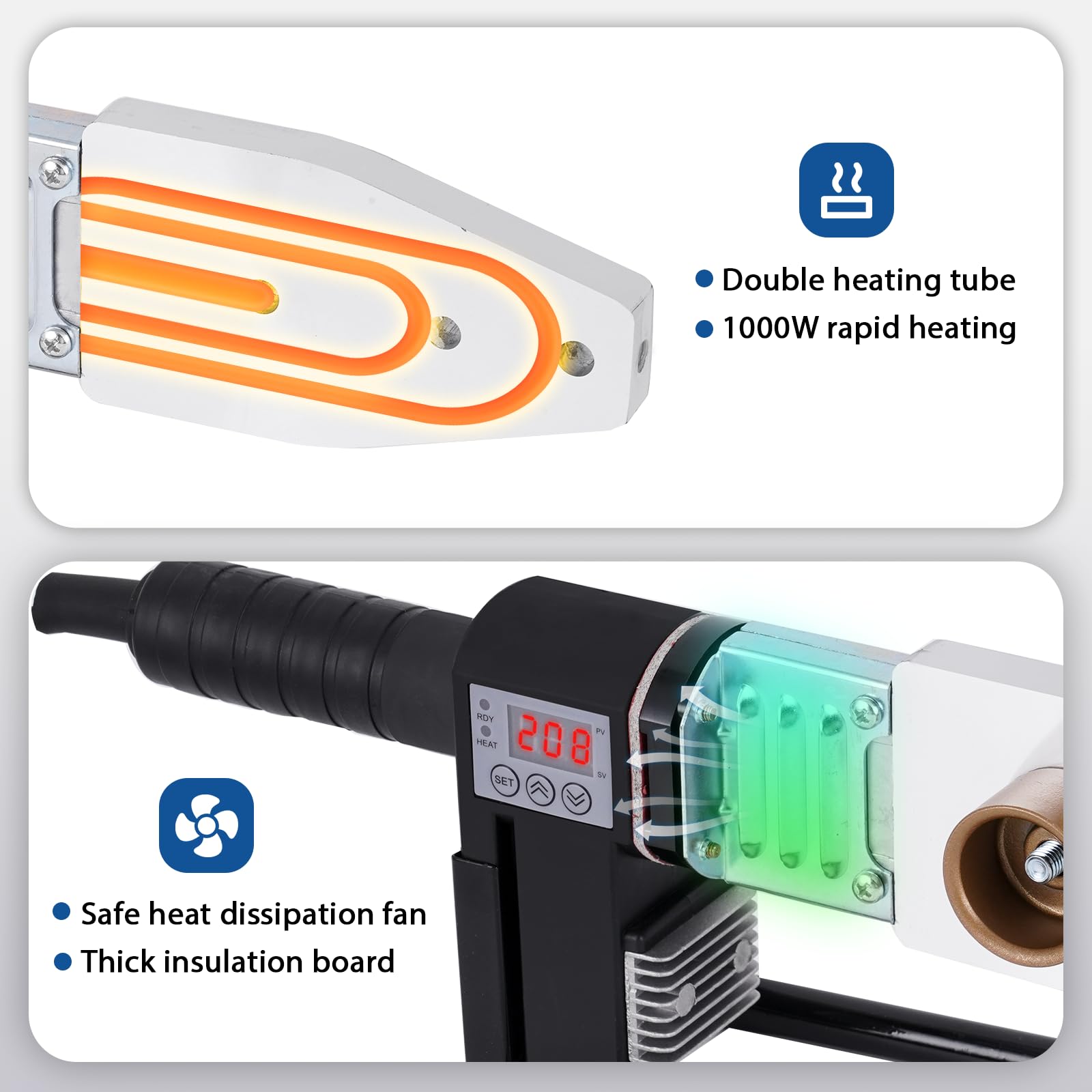 BAOSHISHAN Máquina de soldadura de tuberías1000W Soldador de fusión en caliente para tuberías de plástico 20/25/32/40/50/63mm para tuberías PPR PE PP