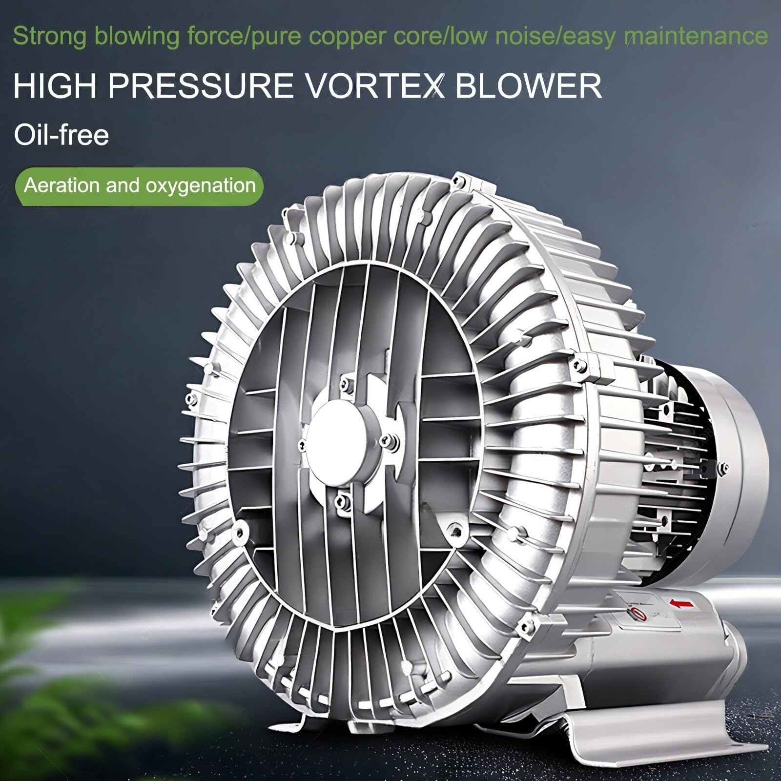Soplador Regenerativo Sin Aceite De Bajo Ruido Bomba Aire Canal Lateral Monofásica/trifásica For Tratamiento Aguas Residuales Tanques Sépticos Aireación Estanques Ventilación De Fábricas(1.1kw/380v)