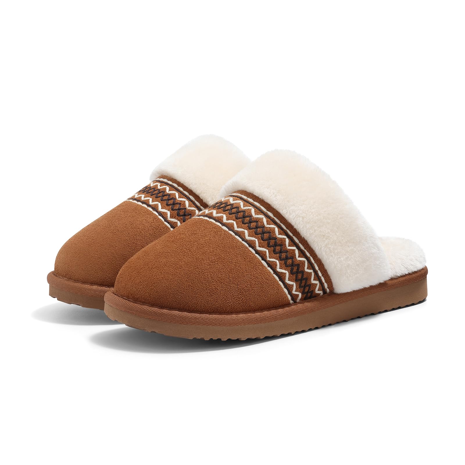 Litfun Fuzzy Memory Foam Slippers for Women Indoor Outdoor House Shoes