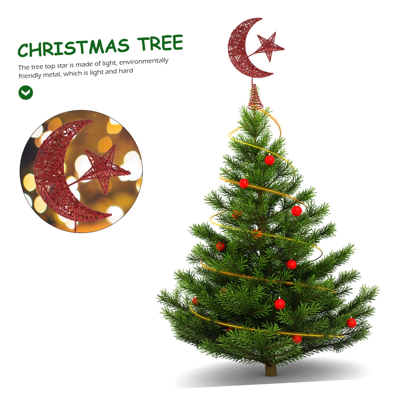 Zerodeko 2 Piezas Estrella Superior del árbol de Navidad Estrella de la Copa del árbol iluminada Adornos de Purpurina para árbol Ornamento decoración Topper de árbol de Vacaciones Interior