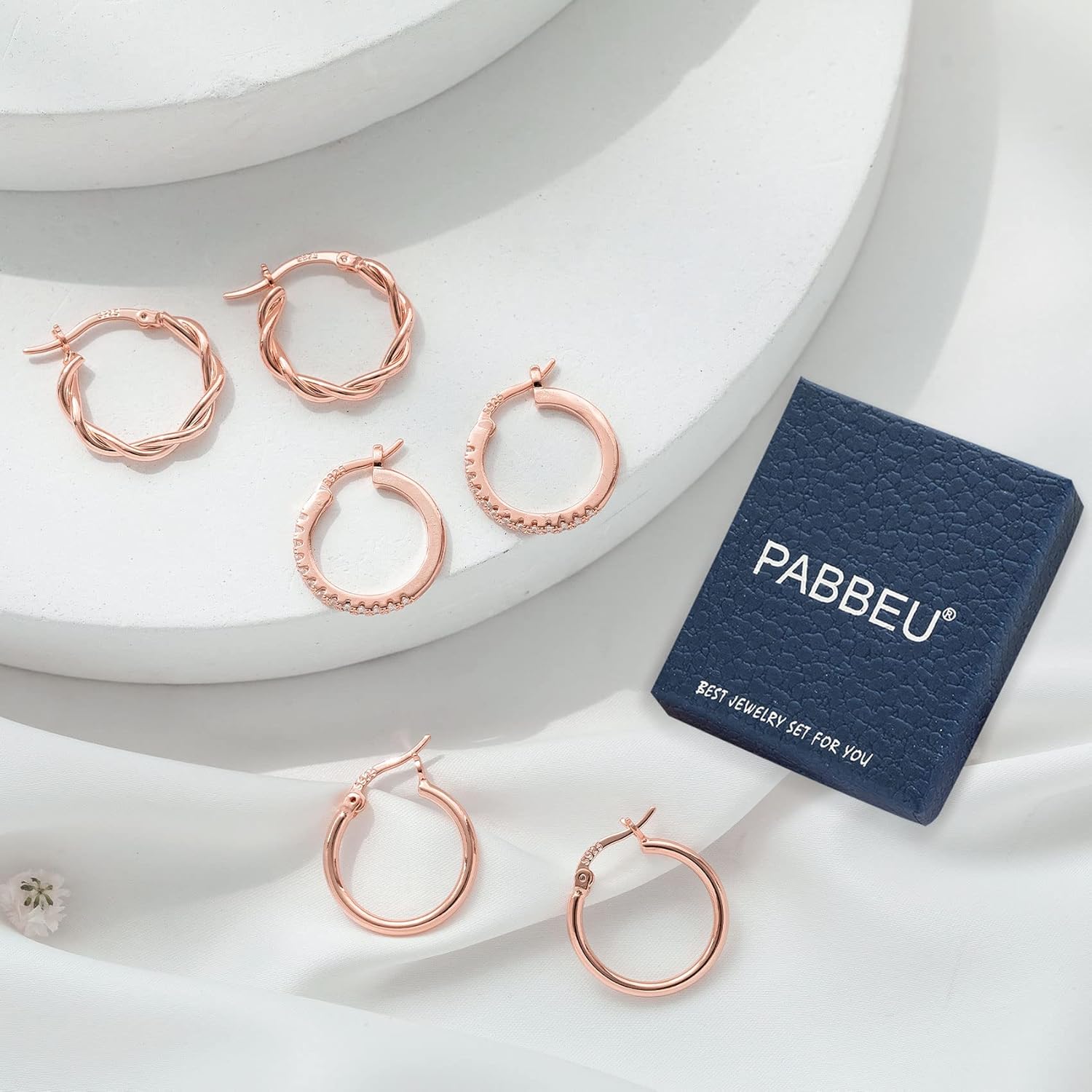 PABBEU Gold Hoop Earrings for Women Sterling Silver Post Small Gold Hoop Earrings 14k Real Gold Tiny Hypoallergenic Small Hoop Earrings Set for Women Men 13/15 /20mm - Image 4