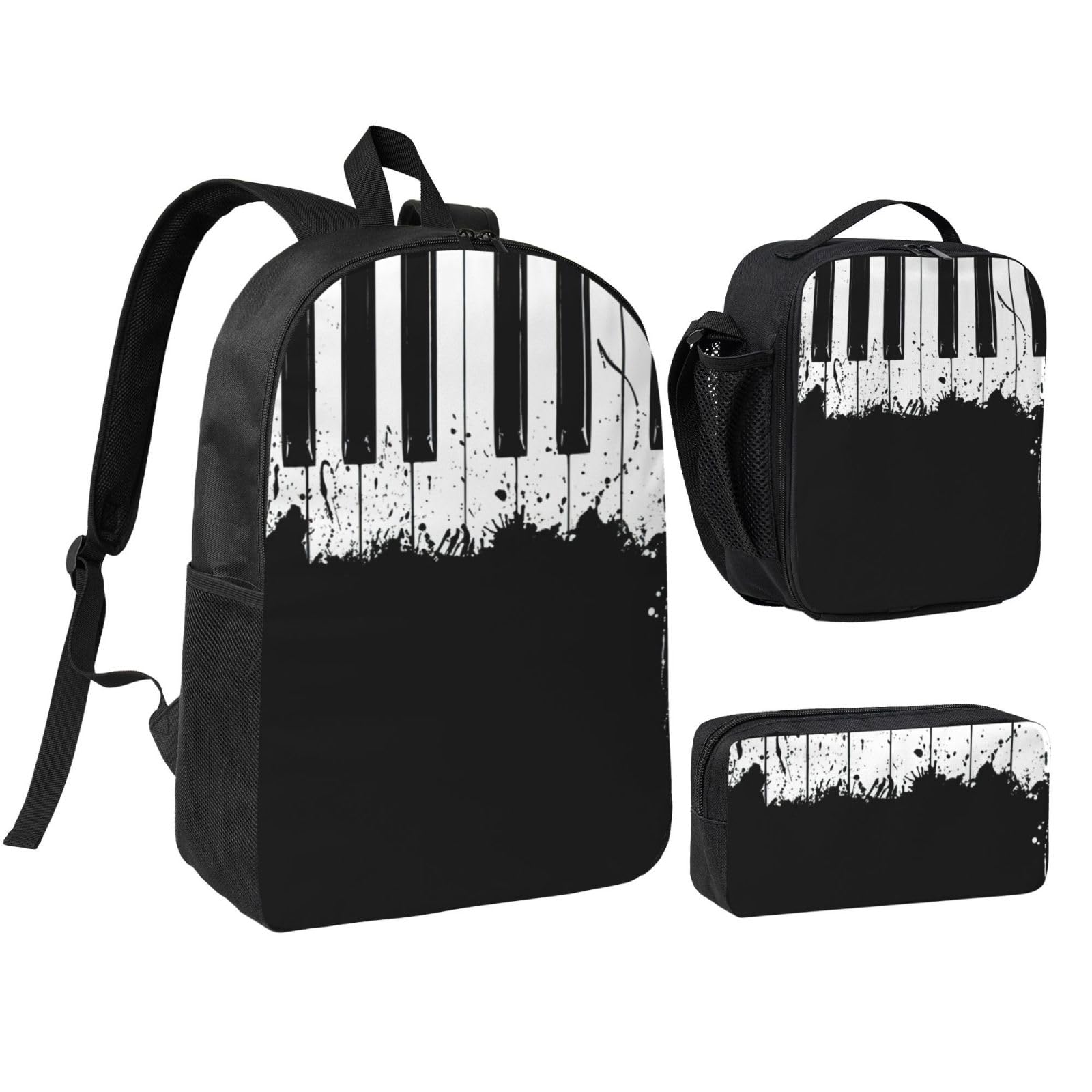 Mochila escolar de piano ligera infantil pack de 3 con bolsa de almuerzo 8