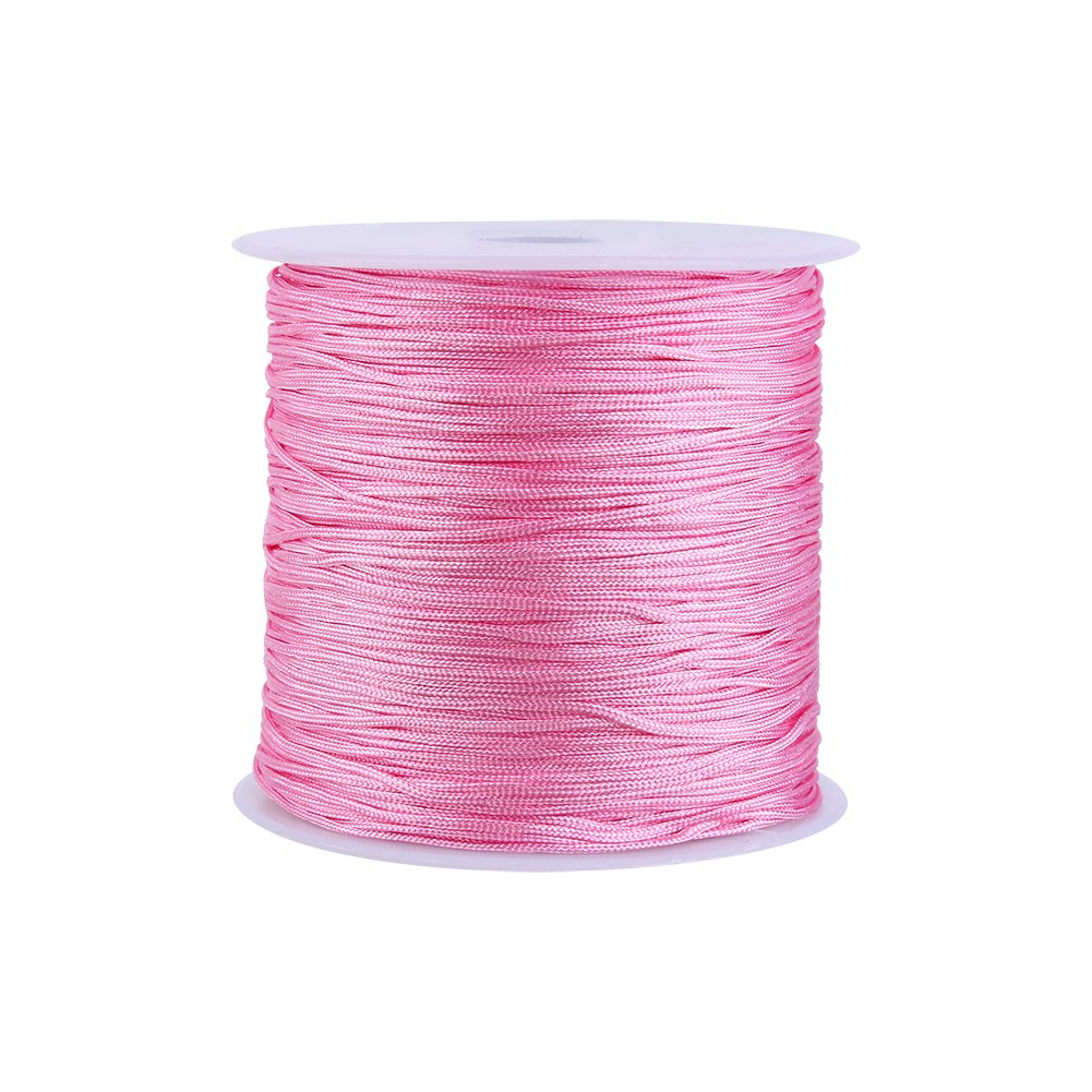 Fil tressage rose 0.8 mm en nylon pour nœud chinois et perles