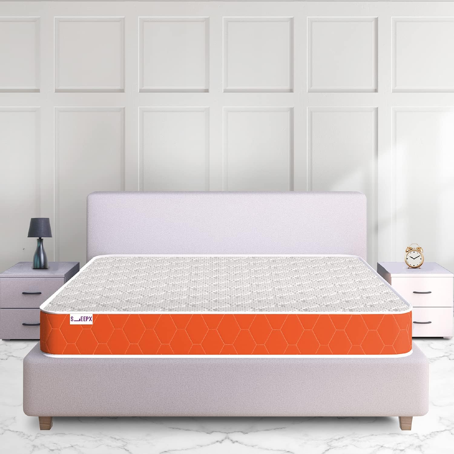 SleepX Dual Plus 8 Inch Double Bed Size, Memory Foam Mattress - Medium Soft & Hard (Red, 75x48x8)