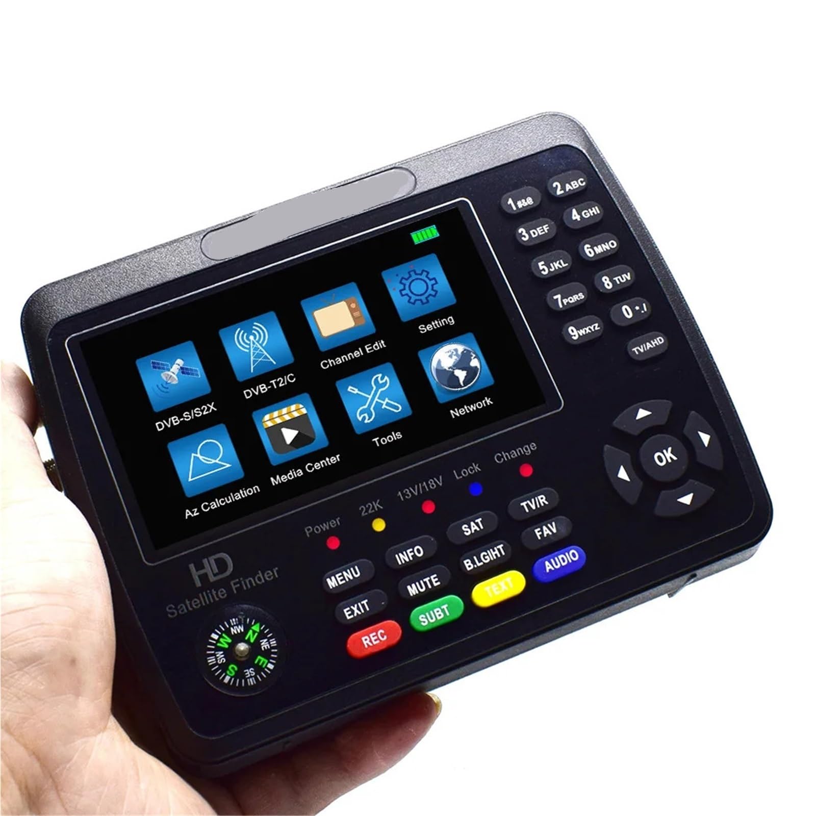 Cercatore satellitare, V10 Finder Pro+ Misuratore Combinato TV Satellitare DVB-S/S2/S2X/T/T2/C/H.265+AHD (8MP) VS ST-5150 ST-7201,Misurazione del segnale SAT